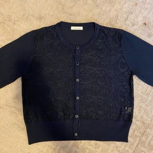 Cropped Lace Navy blue women’s cardigan